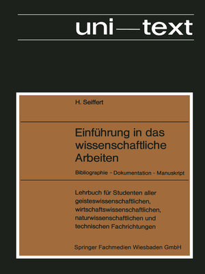 cover image of Einführung in das wissenschaftliche Arbeiten